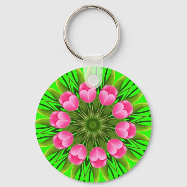 Beautiful Flower Mandala Design-79358 Key Ring (Front)