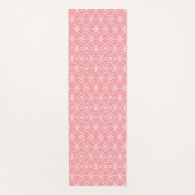 Beautiful Flower of Life on Coral Pink Yoga Mat (Front)