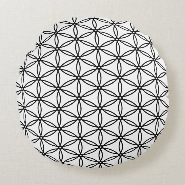 Beautiful Flower of Life Pattern Round Cushion (Front)