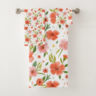 Beautiful flower pattern  bath towel set