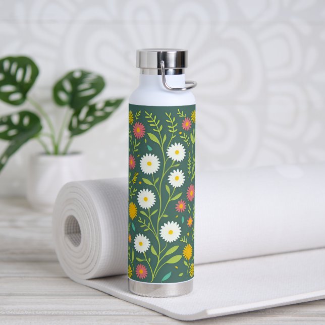 Beautiful Flower Pattern Water Bottle (Yoga)