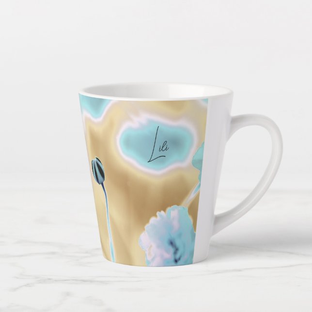 Beautiful Flower Print Small Latte Mug (Right)