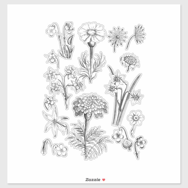 Beautiful Flower Sets - Wild Tattoo Style Flower (Sheet)