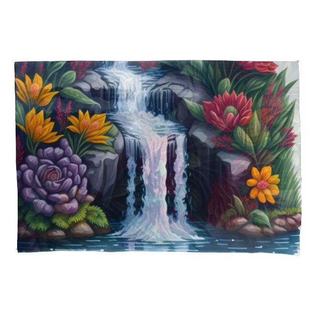 Beautiful flower waterfall pillowcase (Front-Left)