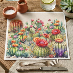 Beautiful Flowering Cacti Napkin