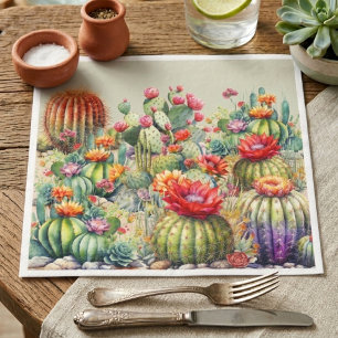 Beautiful Flowering Cacti Napkin
