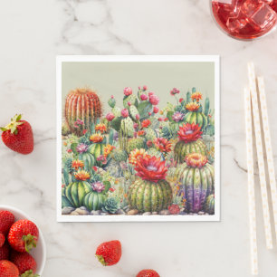 Beautiful Flowering Cacti  Napkin