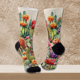 Beautiful Flowering Cacti Socks