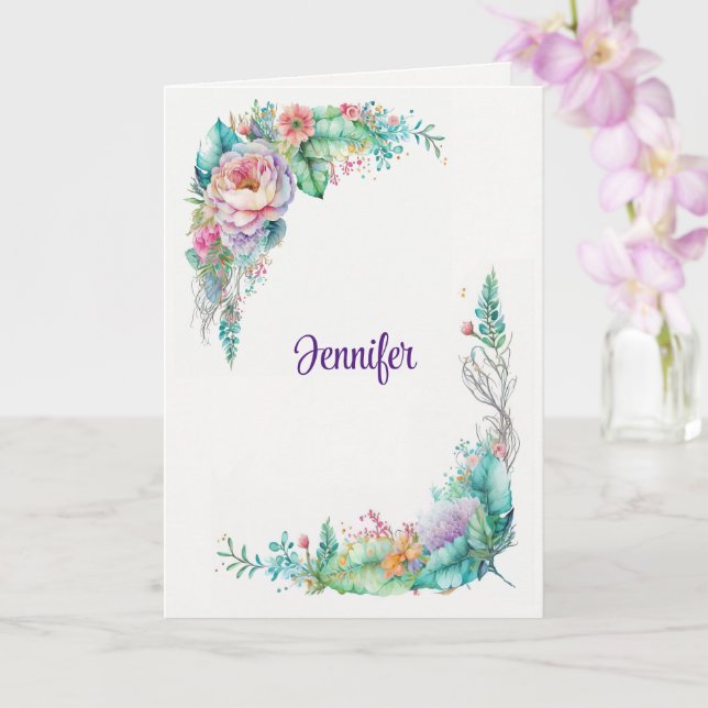 Beautiful Flowers Add Birthday Message Signature C Card (Orchid)