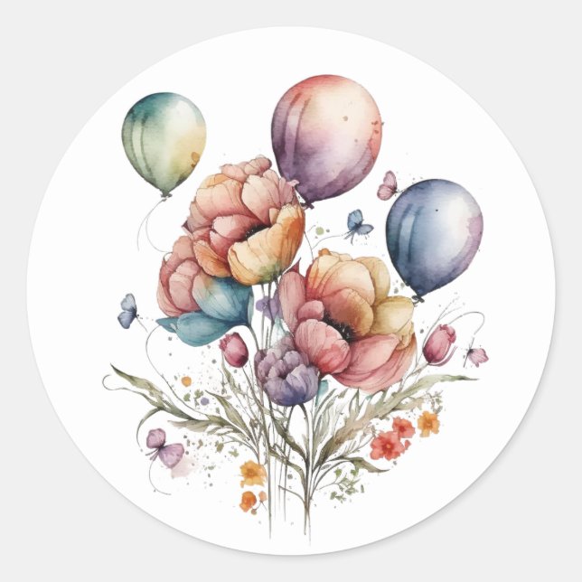 Beautiful Flowers and Balloons Stickers (Front)