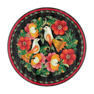 Beautiful Flowers and Birds Hungarian Cutting Board