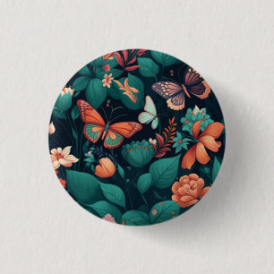 Beautiful flowers and butterflies in the jungle 3 cm round badge