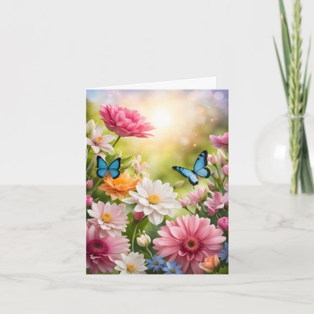 Beautiful Flowers and Butterflies Mother's Day Holiday Card (Front)
