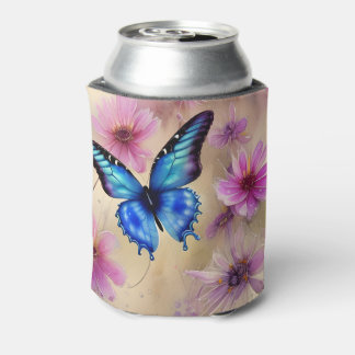 Beautiful Flowers and Butterfly Can Cooler