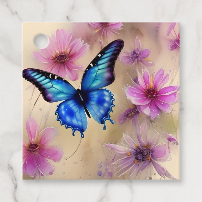 Beautiful Flowers and Butterfly  Favour Tags (Front)