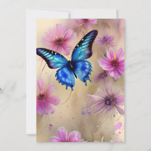 Beautiful Flowers and Butterfly Holiday Card
