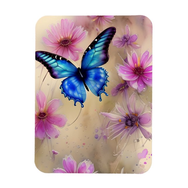 Beautiful Flowers and Butterfly Magnet (Vertical)