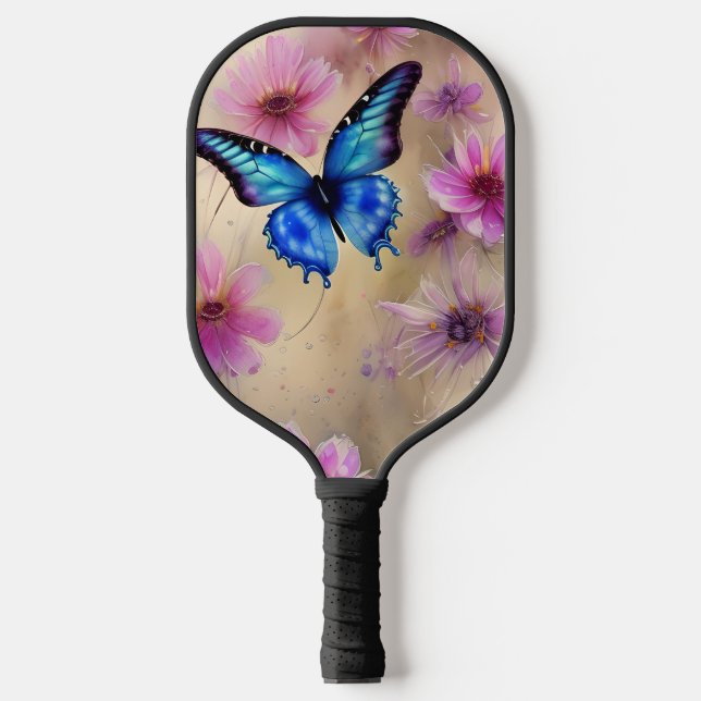 Beautiful Flowers and Butterfly  Pickleball Paddle (Front)
