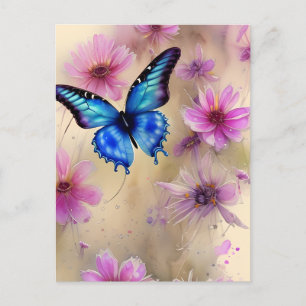 Beautiful Flowers and Butterfly Postcard