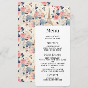 Beautiful Flowers and Eiffel Tower Paris Invitation