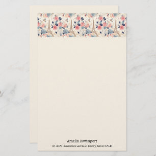 Beautiful Flowers and Eiffel Tower Paris Pattern Stationery