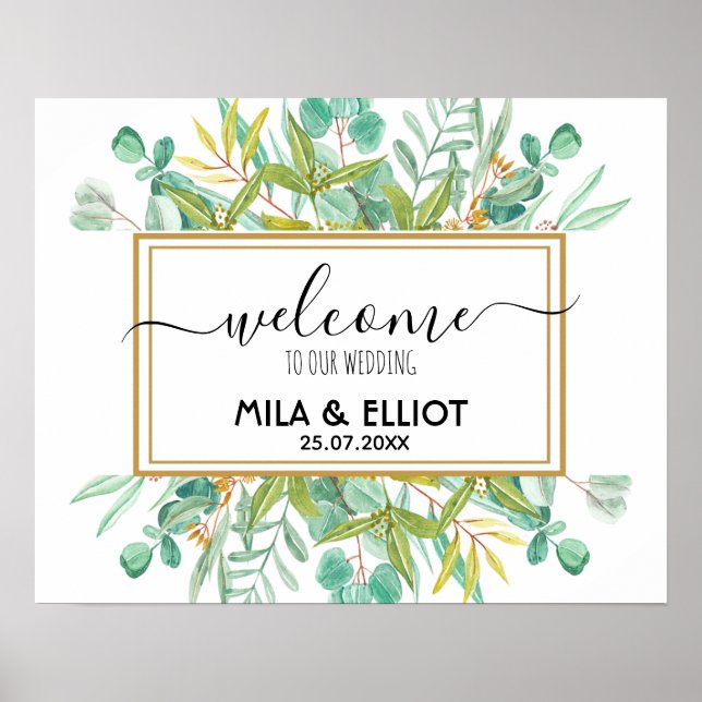 Beautiful flowers and eucalyptus poster (Front)