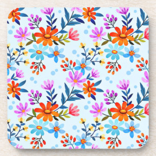 Beautiful Flowers And Leaves Pattern Coaster