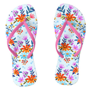 Beautiful Flowers And Leaves Pattern  Flip Flops
