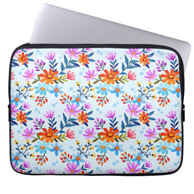 Beautiful Flowers And Leaves Pattern  Laptop Sleeve (Front)