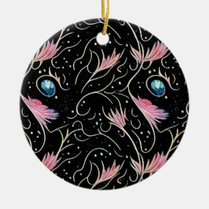 Beautiful Flowers and Swirls Pattern Ceramic Tree Decoration