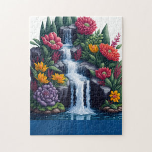 Beautiful flowers and waterfall jigsaw puzzle