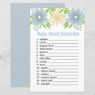 Beautiful flowers Baby word scramble game