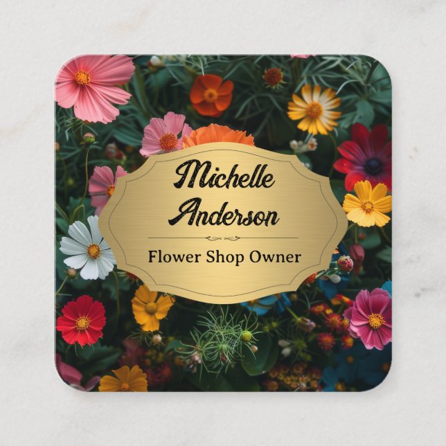 Beautiful Flowers Background Square Business Card (Front)