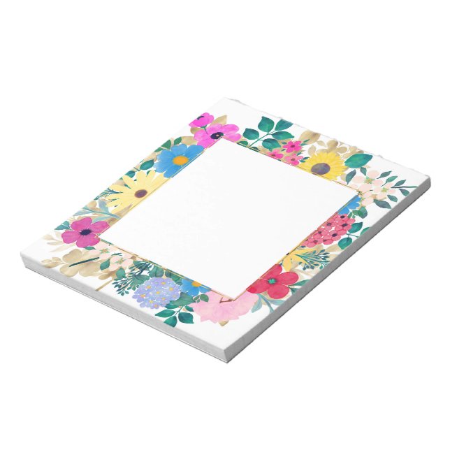 Beautiful Flowers Botanical Watercolor Painting Notepad (Rotated)