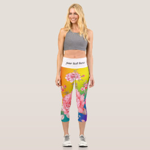 Beautiful flowers capri leggings