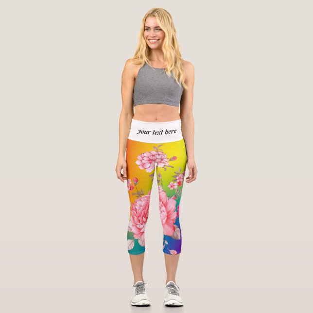 Beautiful flowers capri leggings (Front)