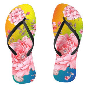 Beautiful flowers flip flops