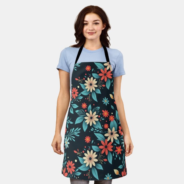 Beautiful Flowers Floral Pattern Apron (Worn)