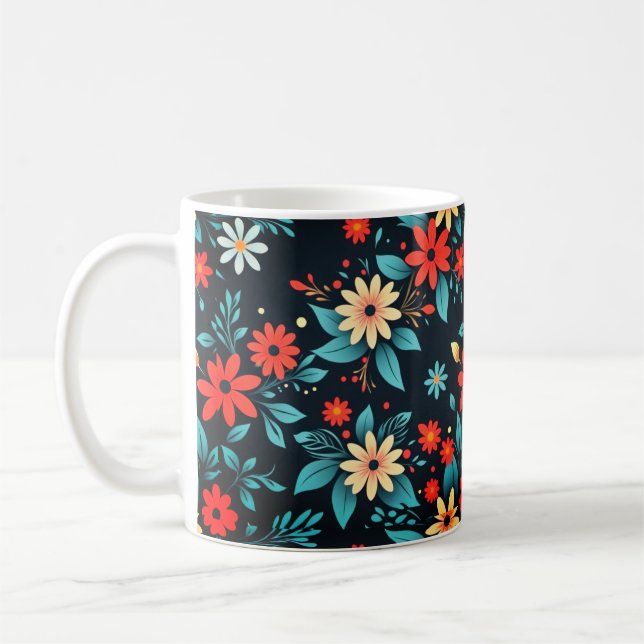 Beautiful Flowers Floral Pattern Coffee Mug (Left)