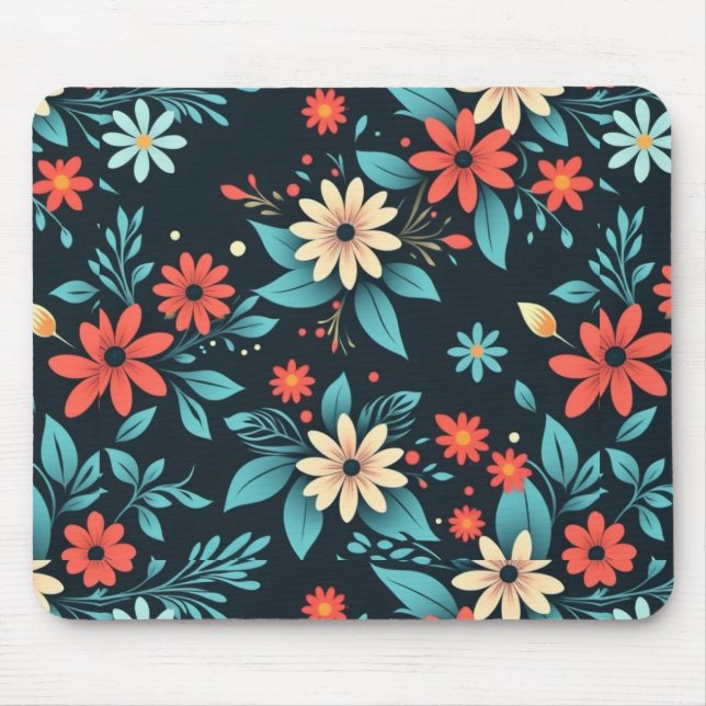 Beautiful Flowers Floral Pattern Mouse Mat (Front)