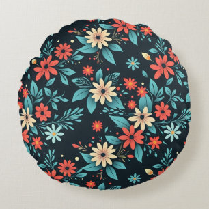 Beautiful Flowers Floral Pattern Round Cushion