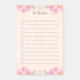 Beautiful Flowers in Pastel Colours To Do List Post-it Notes