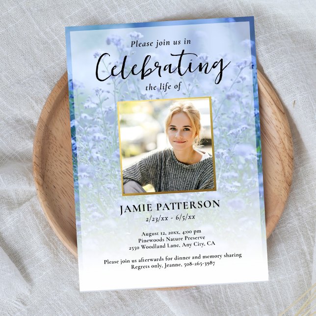 Beautiful Flowers Life Celebration Photo Funeral  Invitation (Creator Uploaded)