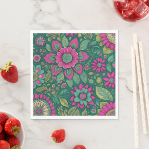 Beautiful Flowers Mandala Blossoms pink green Napkin