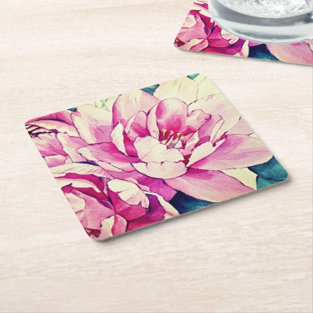Beautiful flowers outdoor   square paper coaster (Angled)