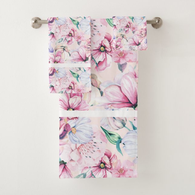 Beautiful flowers pattern bath towel set (Insitu)