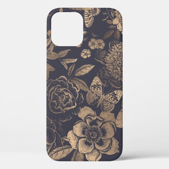 Beautiful flowers peonies, roses and butterflies.  Case-Mate iPhone case (Back)