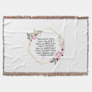 Beautiful Flowers Psalm 91 Throw Blanket