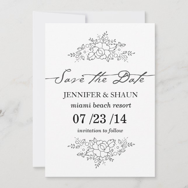 beautiful flowers save the date (Front)