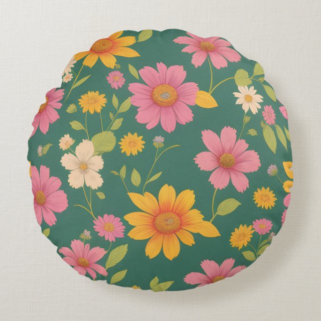 Beautiful flowers,summer,spring,flower arrangement round cushion (Front)